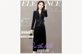 秋季新款时尚金丝绒连衣裙图片
