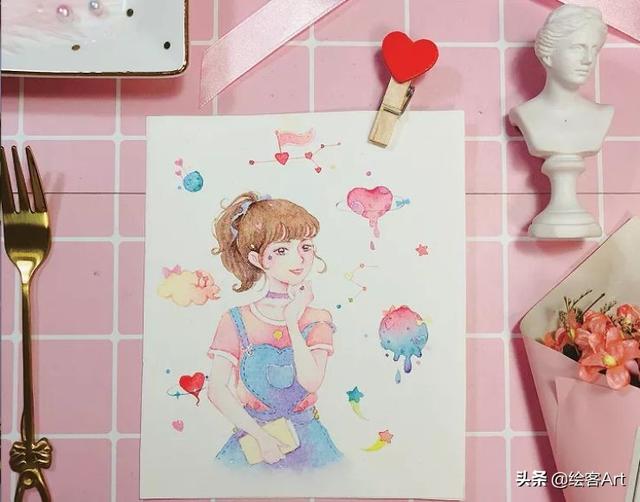 颜值超高的人物插画教程，带你用水彩描绘梦幻少女童话