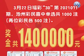 借3D派奖东风 池州彩民中奖140万元图片