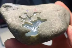 南齐场口开窗蓝肉底 局部冰绿带一条金丝绿 非常稀有的三个颜色图片