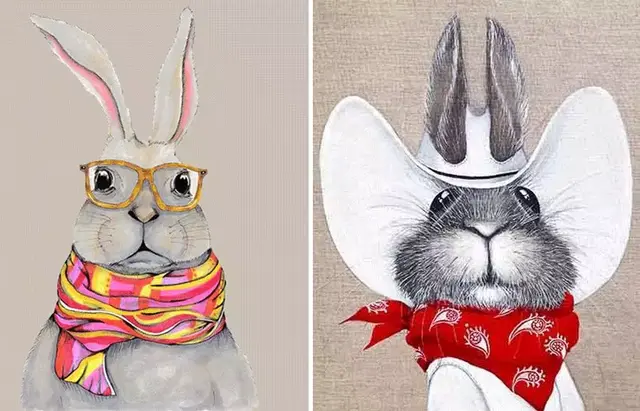 创意儿童画教程｜带围脖的小兔子