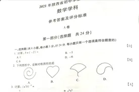 2021年陕西中考数学真题及评分标准图片