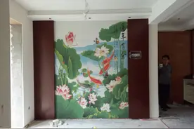 中式装修马赛克手工剪画荷花系列图片