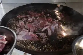 河南大爷推车卖小吃，半锅佐料半锅肉，肉没洗干净还一小时就卖光图片