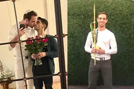 38岁男星班杰明向男友求婚成功，并晒亲吻照，男友矮小被嘲巨丑图片