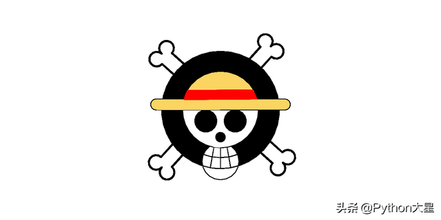 python 之 turtle 画 033--《海贼王》~ 路飞的海贼旗简笔画