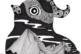 黑白线描装饰画：一笔一纸创造世界图片
