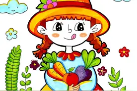 儿童画教程｜水彩笔色彩练习--可爱的小女孩图片