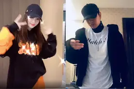 甜馨周末没作业，李小璐一人在家跳舞，模仿pgone手势动作超像图片