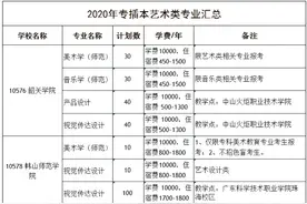 2020广东专插本艺术类专业招生院校、计划和学费汇总图片