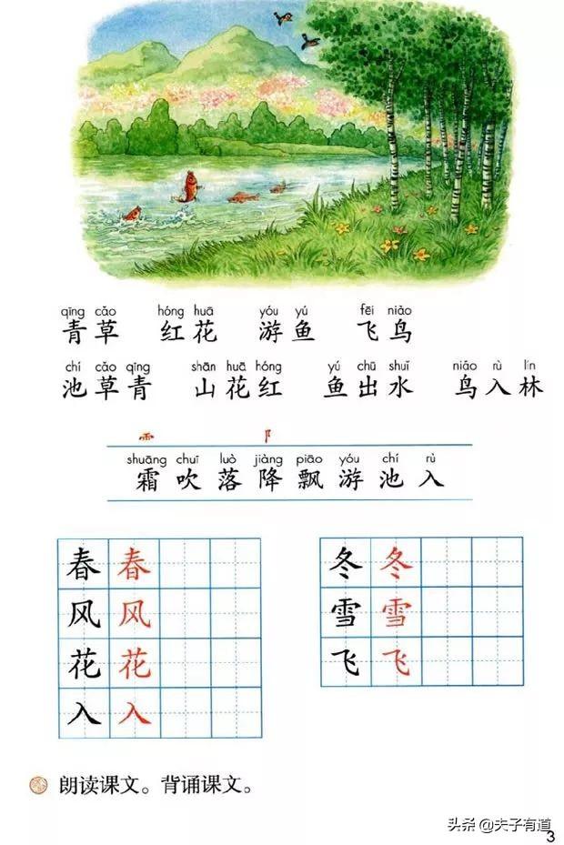 部编版一年级下册语文《春夏秋冬》知识点+图文讲解，给孩子预习