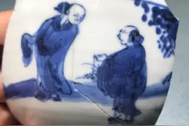 明崇祯青花访友图碗瓷片分享图片