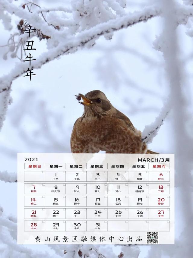 请收下2021年黄山旅游月历吧！