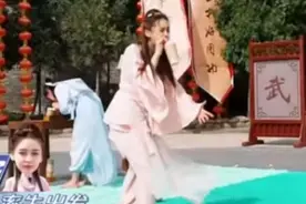 杨颖这下“玩脱”了，镜头前鼓腮大力吹气球，是否整容一看便知图片