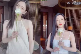 江疏影晒变装视频，紧身吊带裙秀出曼妙身姿，一身白净肌肤太惹眼图片