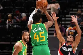 米切尔37分戈贝尔18+21，爵士大胜开拓者图片