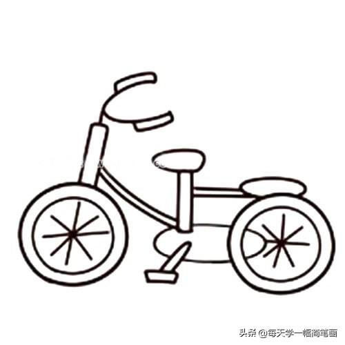 每天学一幅简笔画--自行车简笔画步骤解教程
