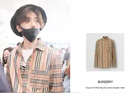 扒明星同款-蔡徐坤机场街拍 Burberry 拼接衬衫 经典不老派！图片