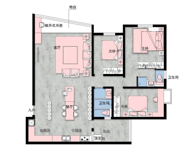 150㎡入户冲餐厅3室户型，设计师妙设玄关、巧改4室，通透又大气