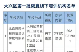 大兴区公布第三批可恢复线下培训机构名单图片