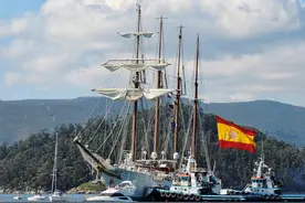 亚太军演气氛组，西班牙海军派艘帆船，敷衍美国亚太航行自由号召图片