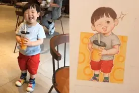 中国妈妈手绘儿子漫画形象走红，看到孩子真人，网友：亲妈滤镜图片