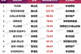 2021年1-10月深圳房地产项目销售TOP10图片
