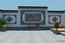 中式庭院围墙爱上迎客松，迎客松浮雕挂件真大气图片