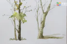 水彩画教学-树的画法：树干和树枝的画法图片