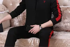 春秋中老年男士休闲运动套装三件套图片
