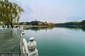 北海的初冬！一汪碧水映白塔，绿树黄叶美如画！图片