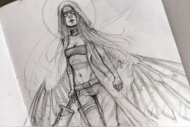漫画 素描 线稿 人物 铅笔 手绘 手稿图片