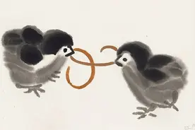齐白石名画《他日相呼》探秘：这两只小鸡看似简单，其实奥妙无穷图片