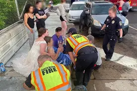 全球最美护士！美国22岁新娘办完婚礼，途中遇车祸直接穿婚纱救人图片