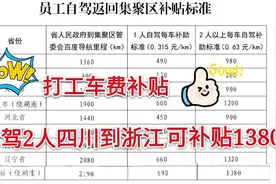 打工自驾补贴车费来了，夫妻2人四川到浙江补贴1380，真给力视频封面