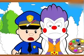早教学颜色，用彩色画笔给小警车涂上五颜六色，真漂亮视频封面