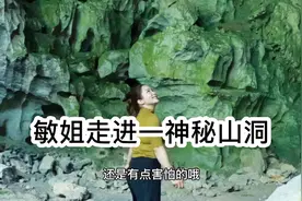 路边看到有石墙围起的山洞，敏姐上去一看，里面好像有人活动过视频封面