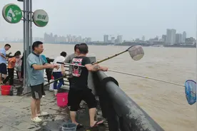 实拍江西南昌发生的事，胆子真大，水这么急也敢捞鱼