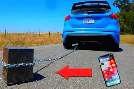 老外把iphone手机装铁盒里开车拖，这还能用吗？结果真给力