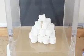 老外把棉花糖放进真空瓶里抽气，棉花糖体积不断变大，怎么回事？视频封面