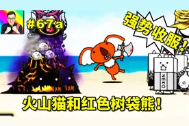 猫咪大战争67a大狂乱鱼猫住在火山岛！红色树袋熊出场有点恐怖！