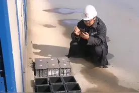 送检试块实行二维码，主任正在拍照留念。