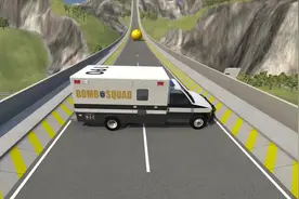 巨大的保龄球滚压汽车，车祸模拟视频封面