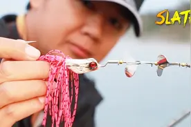 多曼蛙加旋转亮片，水面系假饵路亚，引黑鱼咬饵瞬间！