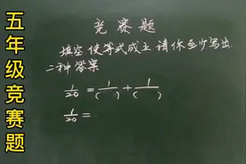五竞赛：1/20＝几分之一加几分之一，80%想出一个答案，无人满分