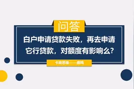 白户申请贷款失败，再去申请其他银行贷款，对额度有影响吗？视频封面
