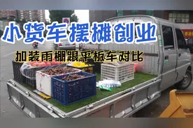 这种小货车摆摊卖水果到底是平板车好还是加装雨棚的要好一点呢？视频封面