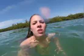 女孩在游泳，被海豚袭击视频封面