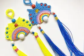 DIY绳编教程，扇形装饰挂件的编制方法，学习起来很简单！