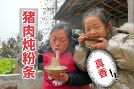 皖姐做猪肉炖粉条，“嗦嗦嗦”不用吃米饭，幺女夸她厨艺杠杠的视频封面